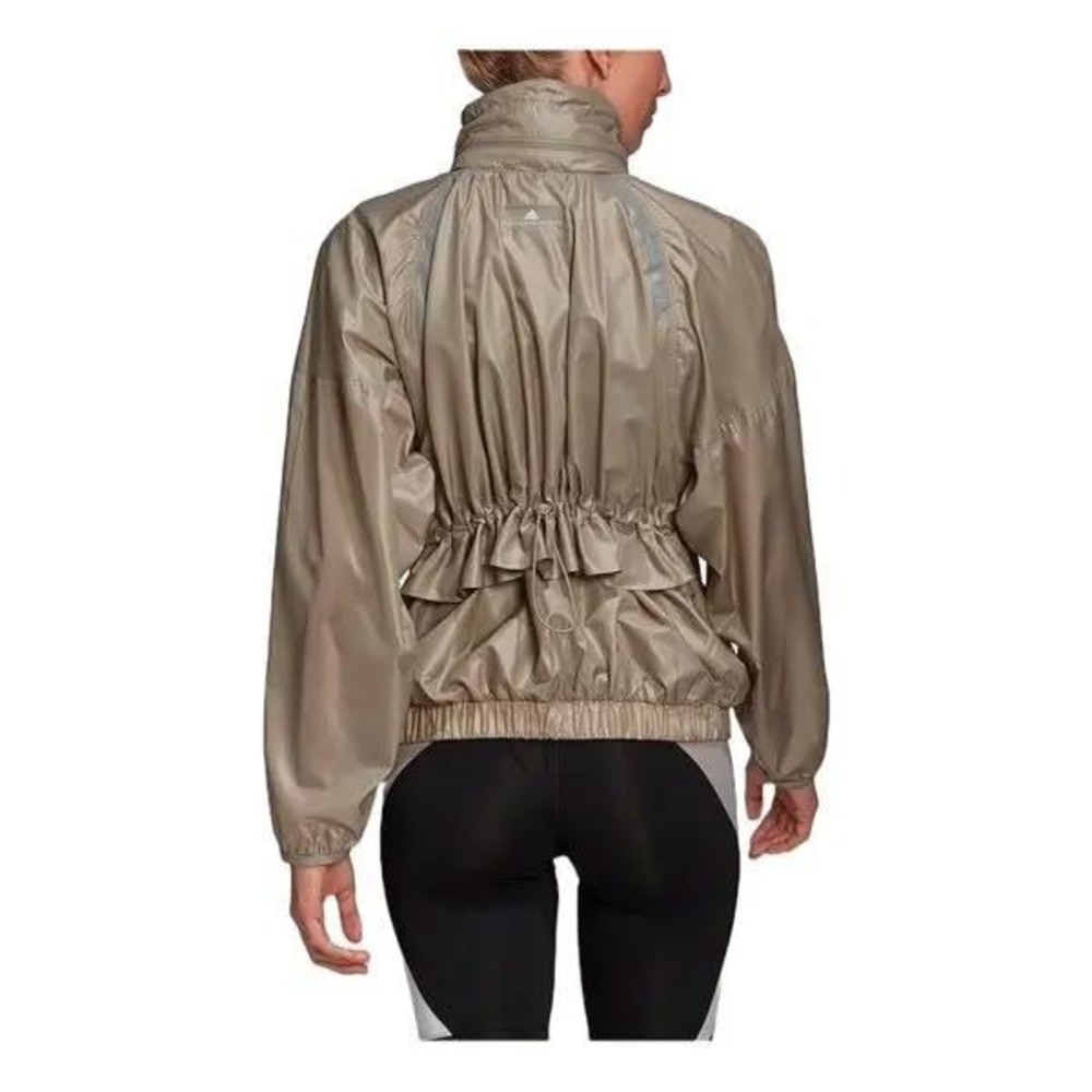 Adidas by Stella McCartney Metallic Silver Ruched Windbreaker Jacket Large L - Picture 2 of 14